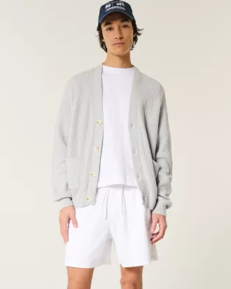 Mid-Thigh Linen-Blend Pull-On Shorts,Mid-Thigh Linen-Blend Pull-On Shorts