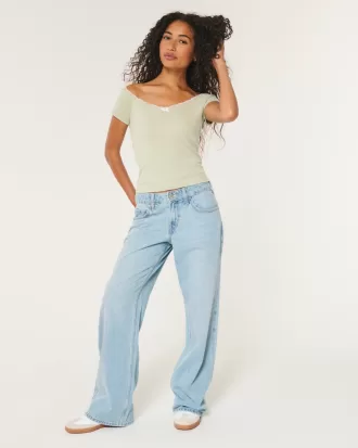 Off-the-Shoulder Lace Trim Top,Off-the-Shoulder Lace Trim Top