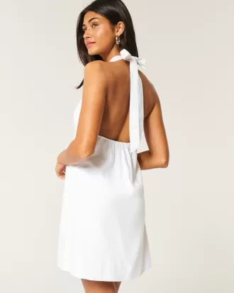 Open Back Linen-Blend Halter Dress,Open Back Linen-Blend Halter Dress Open Back Linen-Blend Halter Dress,Open Back Linen-Blend Halter Dress