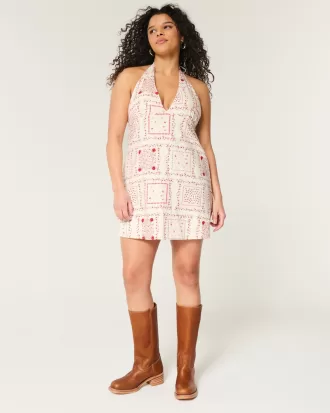 Open Back Linen-Blend Halter Dress,Open Back Linen-Blend Halter Dress Open Back Linen-Blend Halter Dress,Open Back Linen-Blend Halter Dress