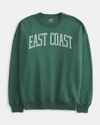 Oversized East Coast Graphic Crew Sweatshirt,Oversized East Coast Graphic Crew Sweatshirt