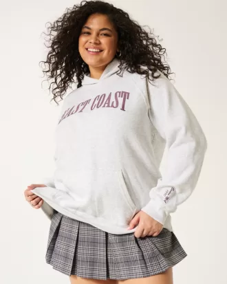 Oversized East Coast Graphic Hoodie,Oversized East Coast Graphic Hoodie