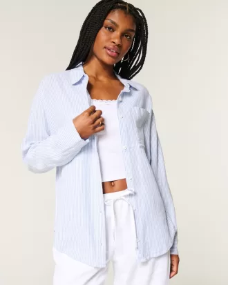 Oversized Linen-Blend Shirt,Oversized Linen-Blend Shirt