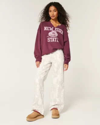 Oversized New York Graphic Notch-Neck Sweatshirt,Oversized New York Graphic Notch-Neck Sweatshirt Oversized New York Graphic Notch-Neck Sweatshirt,Oversized New York Graphic Notch-Neck Sweatshirt