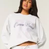 Oversized Ocean Beach Graphic Crew Sweatshirt,Oversized Ocean Beach Graphic Crew Sweatshirt