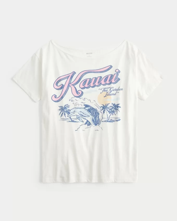 Oversized Off-the-Shoulder Kauai Graphic Tee,Oversized Off-the-Shoulder Kauai Graphic Tee Oversized Off-the-Shoulder Kauai Graphic Tee,Oversized Off-the-Shoulder Kauai Graphic Tee