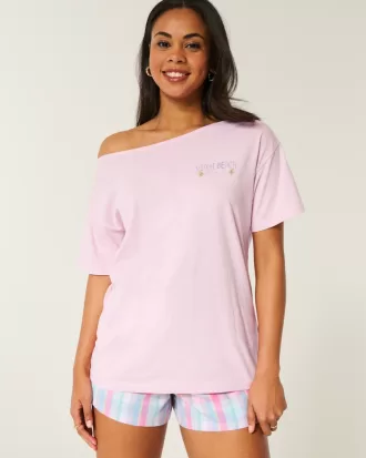 Oversized Off-the-Shoulder Miami Beach Graphic Tee,Oversized Off-the-Shoulder Miami Beach Graphic Tee Oversized Off-the-Shoulder Miami Beach Graphic Tee,Oversized Off-the-Shoulder Miami Beach Graphic Tee