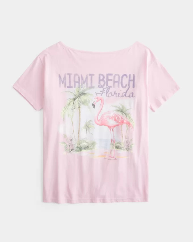 Oversized Off-the-Shoulder Miami Beach Graphic Tee,Oversized Off-the-Shoulder Miami Beach Graphic Tee Oversized Off-the-Shoulder Miami Beach Graphic Tee,Oversized Off-the-Shoulder Miami Beach Graphic Tee