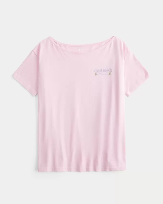 Oversized Off-the-Shoulder Miami Beach Graphic Tee,Oversized Off-the-Shoulder Miami Beach Graphic Tee Oversized Off-the-Shoulder Miami Beach Graphic Tee,Oversized Off-the-Shoulder Miami Beach Graphic Tee