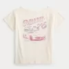 Oversized Off-the-Shoulder Miami Racing Graphic Tee,Oversized Off-the-Shoulder Miami Racing Graphic Tee