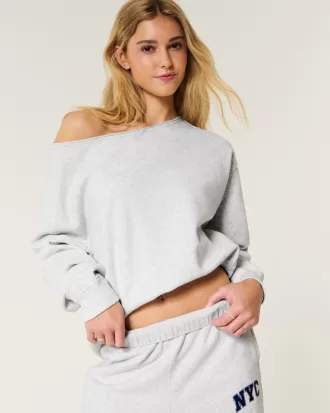 Oversized Off-the-Shoulder Sweatshirt,Oversized Off-the-Shoulder Sweatshirt