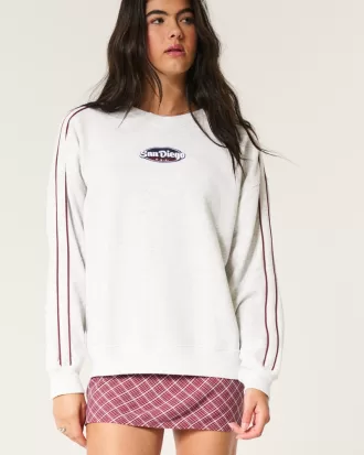 Oversized San Diego Graphic Crew Sweatshirt,Oversized San Diego Graphic Crew Sweatshirt