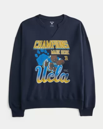 Oversized UCLA Graphic Notch-Neck Sweatshirt,Oversized UCLA Graphic Notch-Neck Sweatshirt Oversized UCLA Graphic Notch-Neck Sweatshirt,Oversized UCLA Graphic Notch-Neck Sweatshirt