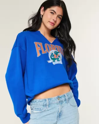 Oversized University of Florida Graphic Notch-Neck Sweatshirt,Oversized University of Florida Graphic Notch-Neck Sweatshirt Oversized University of Florida Graphic Notch-Neck Sweatshirt,Oversized University of Florida Graphic Notch-Neck Sweatshirt