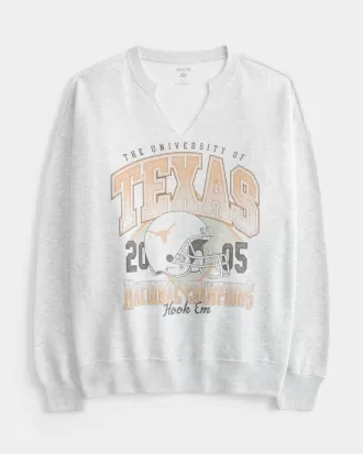 Oversized University of Texas Graphic Notch-Neck Sweatshirt,Oversized University of Texas Graphic Notch-Neck Sweatshirt Oversized University of Texas Graphic Notch-Neck Sweatshirt,Oversized University of Texas Graphic Notch-Neck Sweatshirt