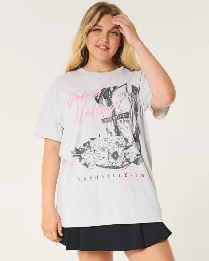Oversized Velvet Valley Graphic Tee,Oversized Velvet Valley Graphic Tee