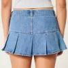 Pleated Denim Mini Skort,Pleated Denim Mini Skort