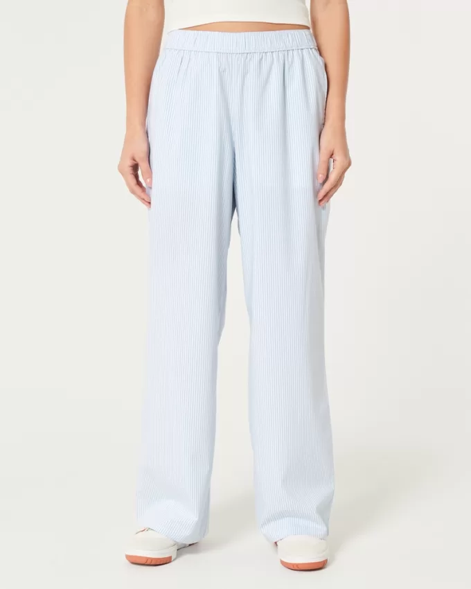 Poplin Wide-Leg Sleep Pants,Poplin Wide-Leg Sleep Pants