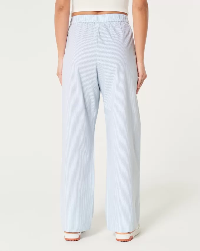 Poplin Wide-Leg Sleep Pants,Poplin Wide-Leg Sleep Pants