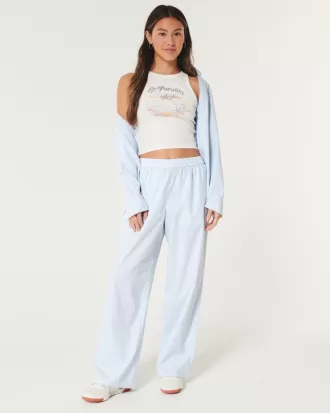 Poplin Wide-Leg Sleep Pants,Poplin Wide-Leg Sleep Pants
