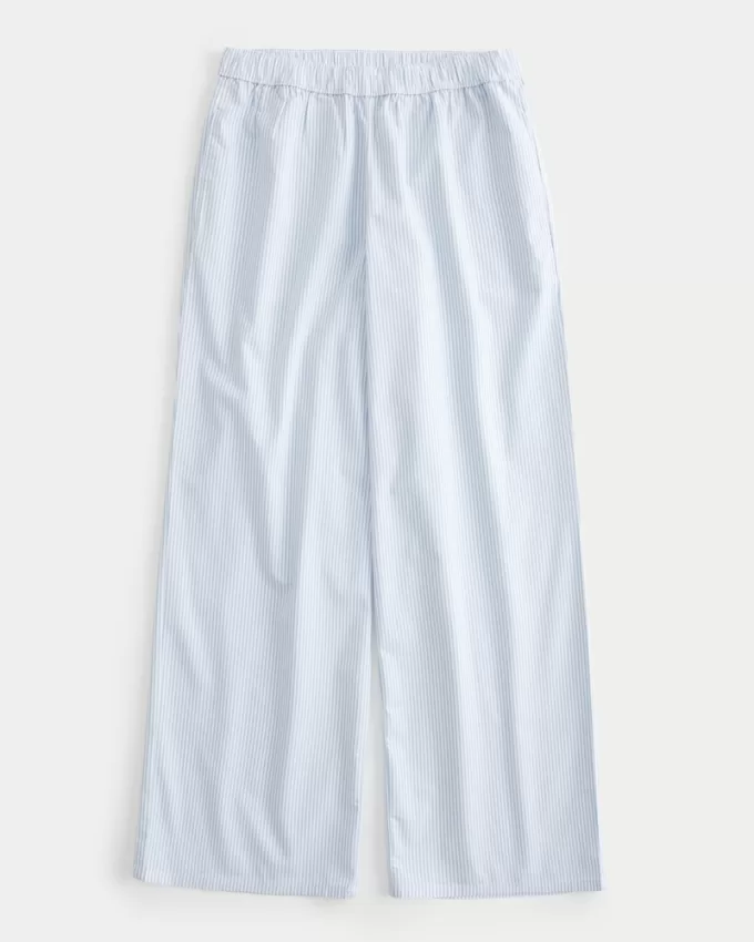 Poplin Wide-Leg Sleep Pants,Poplin Wide-Leg Sleep Pants