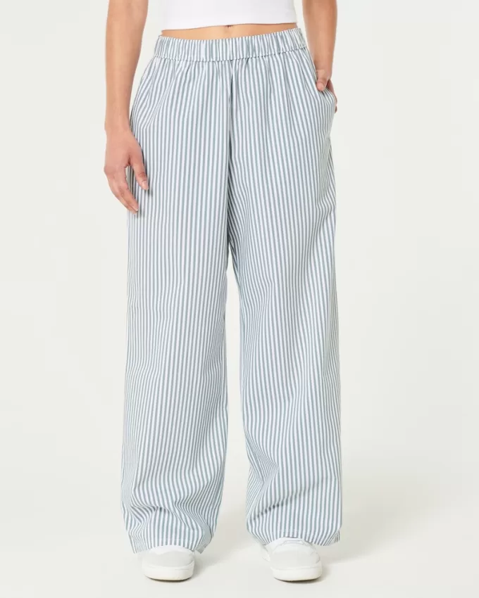 Poplin Wide-Leg Sleep Pants,Poplin Wide-Leg Sleep Pants