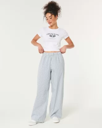 Poplin Wide-Leg Sleep Pants,Poplin Wide-Leg Sleep Pants