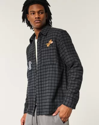 Relaxed Flannel Tom and Jerry Graphic Shirt,Relaxed Flannel Tom and Jerry Graphic Shirt Relaxed Flannel Tom and Jerry Graphic Shirt,Relaxed Flannel Tom and Jerry Graphic Shirt