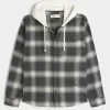 Relaxed Hooded Flannel Shirt,Relaxed Hooded Flannel Shirt