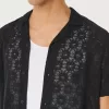 Relaxed Short-Sleeve Lace Shirt,Relaxed Short-Sleeve Lace Shirt