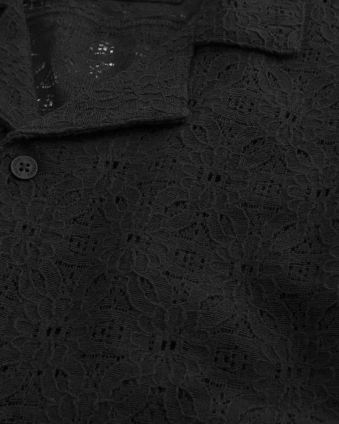 Relaxed Short-Sleeve Lace Shirt,Relaxed Short-Sleeve Lace Shirt