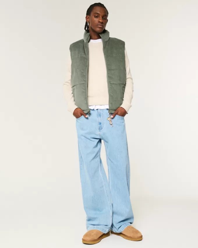 Reversible Corduroy Puffer Vest,Reversible Corduroy Puffer Vest