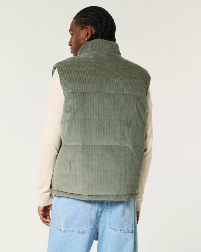 Reversible Corduroy Puffer Vest,Reversible Corduroy Puffer Vest
