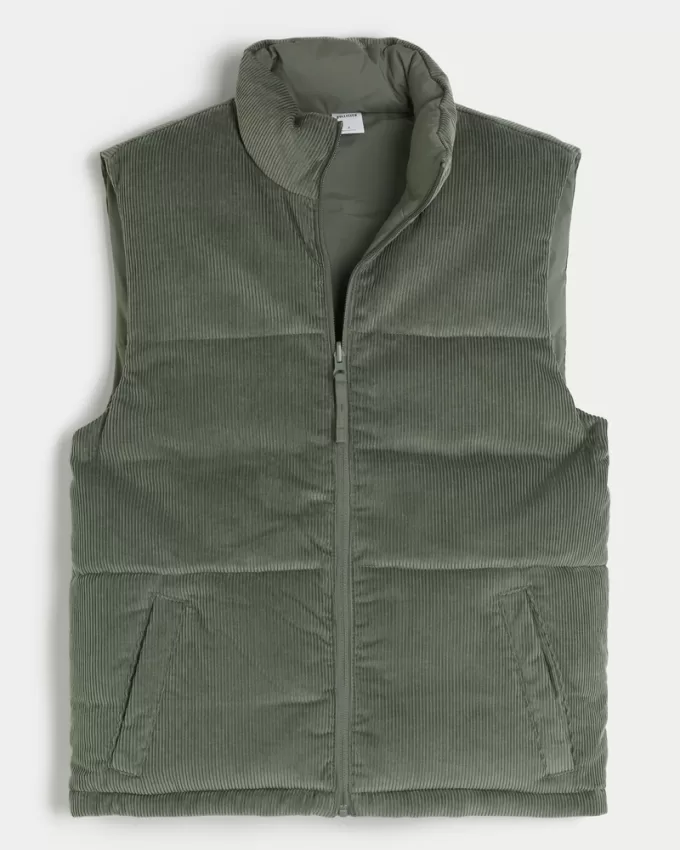 Reversible Corduroy Puffer Vest,Reversible Corduroy Puffer Vest