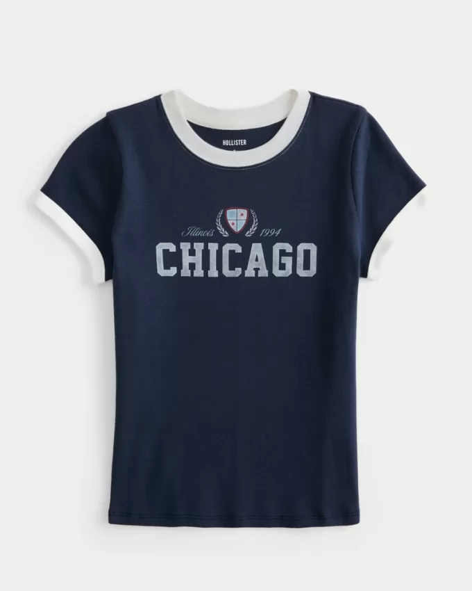 Ribbed Chicago Graphic Baby Tee,Ribbed Chicago Graphic Baby Tee