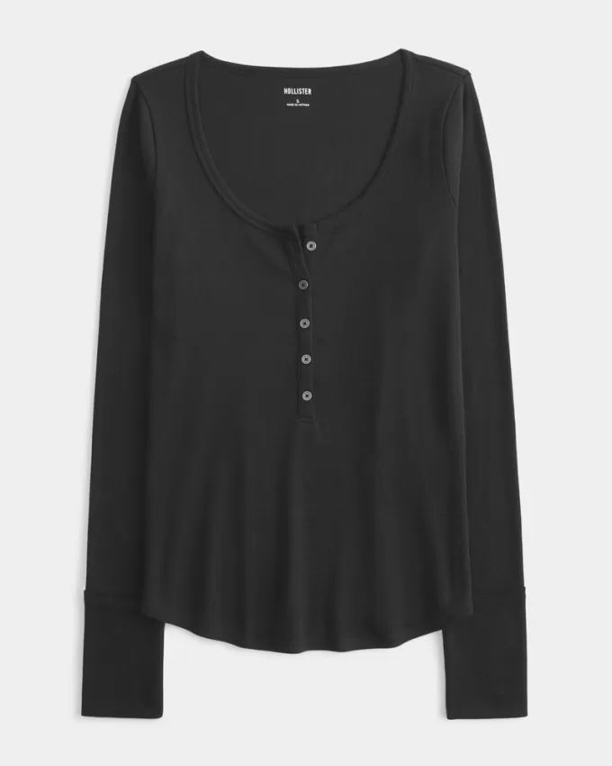 Ribbed Henley,Ribbed Henley