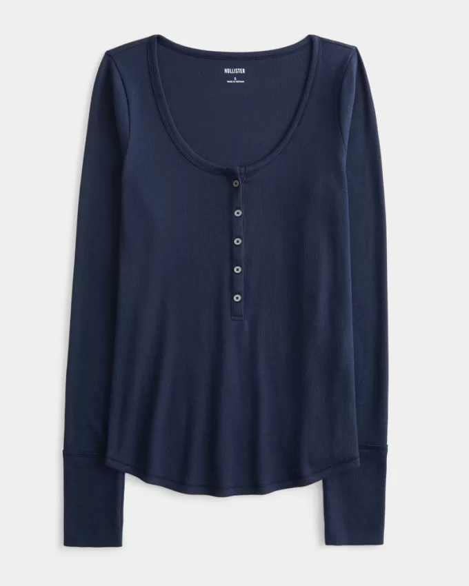 Ribbed Henley,Ribbed Henley