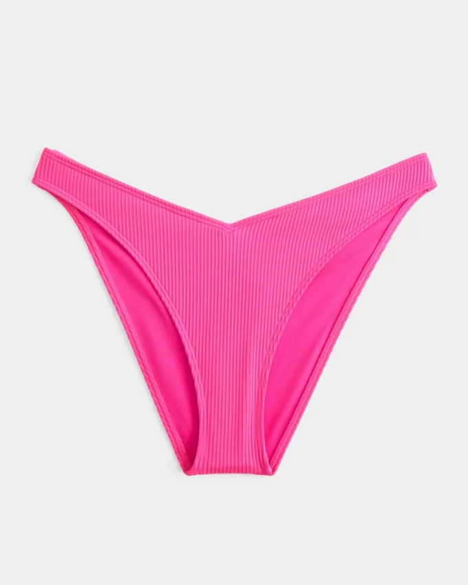 Ribbed High-Leg Cheeky Bikini Bottom,Ribbed High-Leg Cheeky Bikini Bottom