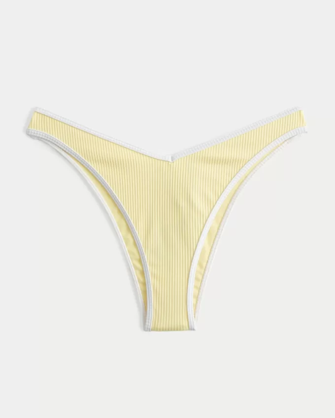 Ribbed High-Leg V-Waist Cheekiest Bikini Bottom,Ribbed High-Leg V-Waist Cheekiest Bikini Bottom