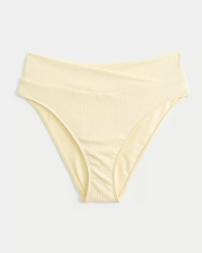 Ribbed High-Waist Bikini Bottom,Ribbed High-Waist Bikini Bottom
