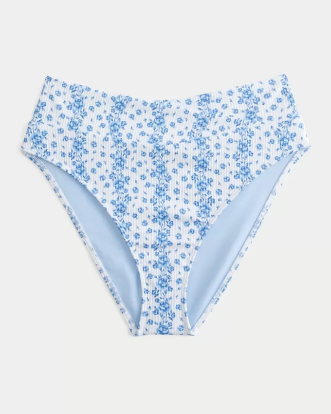 Ribbed High-Waist Bikini Bottom,Ribbed High-Waist Bikini Bottom