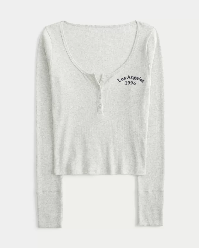 Ribbed Los Angeles Graphic Henley,Ribbed Los Angeles Graphic Henley