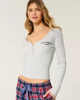 Ribbed Los Angeles Graphic Henley,Ribbed Los Angeles Graphic Henley