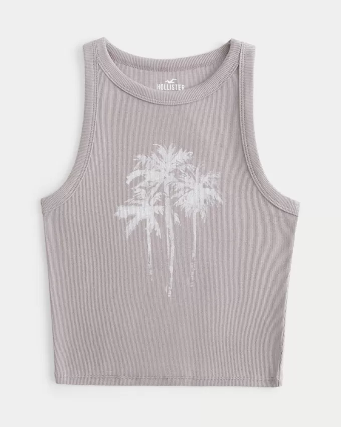 Ribbed Palm Tree Graphic Tank,Ribbed Palm Tree Graphic Tank