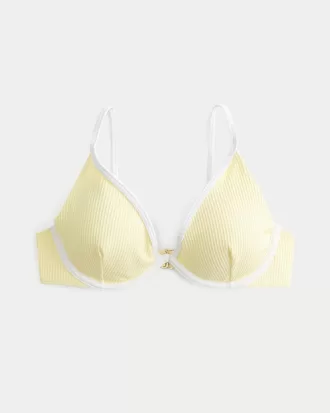 Ribbed Plunge Underwire Bikini Top,Ribbed Plunge Underwire Bikini Top