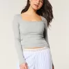 Ribbed Seamless Fabric Long-Sleeve Top,Ribbed Seamless Fabric Long-Sleeve Top
