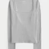Ribbed Seamless Fabric Long-Sleeve Top,Ribbed Seamless Fabric Long-Sleeve Top