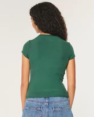 Ribbed Seamless Fabric Scoop Baby Tee,Ribbed Seamless Fabric Scoop Baby Tee