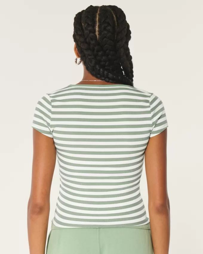 Ribbed Seamless Fabric Scoop Baby Tee,Ribbed Seamless Fabric Scoop Baby Tee