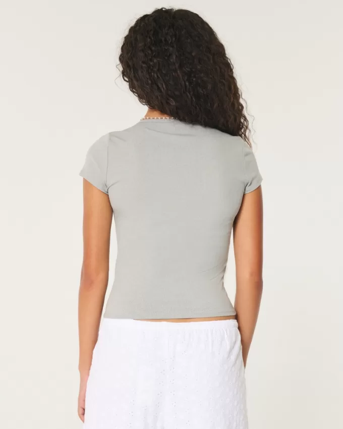 Ribbed Seamless Fabric Scoop Baby Tee,Ribbed Seamless Fabric Scoop Baby Tee